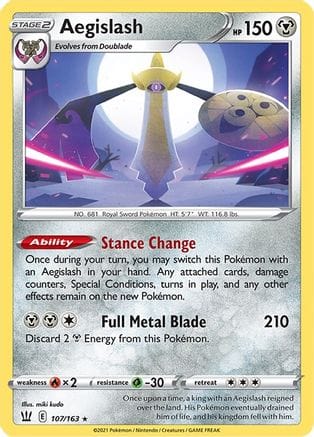 'Pokemon - 'Aegislash (107) 107/163  - Holofoil SWSH05 Battle Styles - Holo Rare