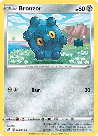 'Pokemon - 'Bronzor 101/163  - Reverse Holofoil SWSH05 Battle Styles - Common