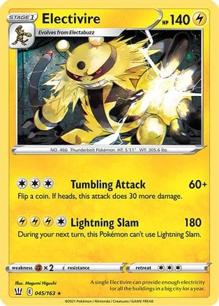 'Pokemon - 'Electivire 045/163  - Reverse Holofoil SWSH05 Battle Styles - Rare