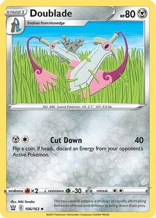 'Pokemon - 'Doublade 106/163  - Reverse Holofoil SWSH05 Battle Styles - Uncommon