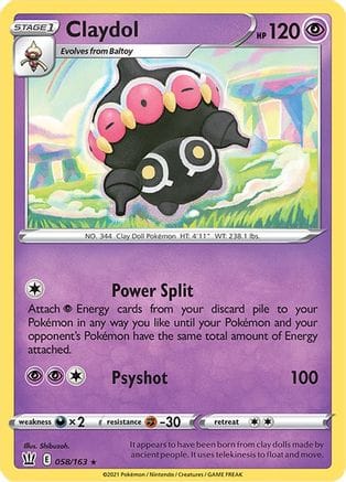'Pokemon - 'Claydol 058/163  - Reverse Holofoil SWSH05 Battle Styles - Rare