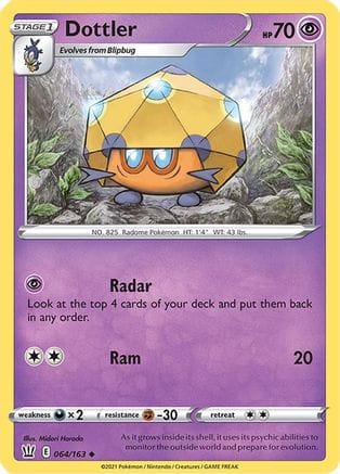 'Pokemon - 'Dottler 064/163  SWSH05 Battle Styles - Uncommon
