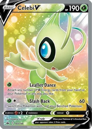 'Pokemon - 'Celebi V (Full Art) 160/198  - Holofoil SWSH06 Chilling Reign - Ultra Rare