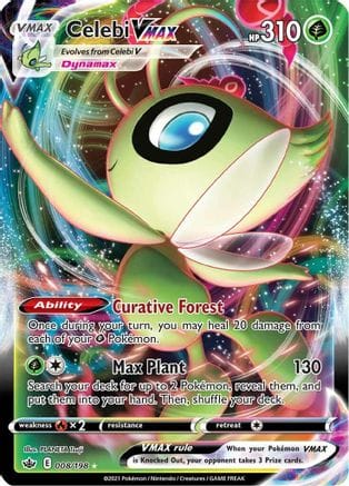 'Pokemon - 'Celebi VMAX 008/198  - Holofoil SWSH06 Chilling Reign - Ultra Rare