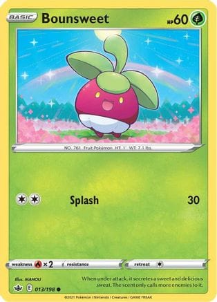 'Pokemon - 'Bounsweet 013/198  SWSH06 Chilling Reign - Common