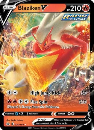 'Pokemon - 'Blaziken V 020/198  - Holofoil SWSH06 Chilling Reign - Ultra Rare