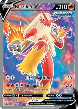 'Pokemon - 'Blaziken V (Full Art) 161/198  - Holofoil SWSH06 Chilling Reign - Ultra Rare