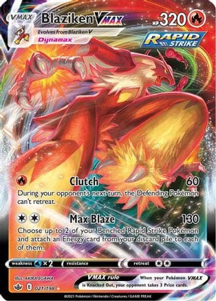 'Pokemon - 'Blaziken VMAX 021/198  - Holofoil SWSH06 Chilling Reign - Ultra Rare
