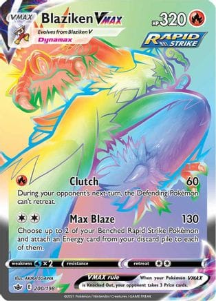 'Pokemon - 'Blaziken VMAX (Secret) 200/198  - Holofoil SWSH06 Chilling Reign - Secret Rare