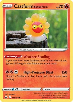 'Pokemon - 'Castform Sunny Form 022/198  SWSH06 Chilling Reign - Common