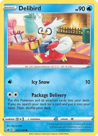 'Pokemon - 'Delibird 032/198  SWSH06 Chilling Reign - Common