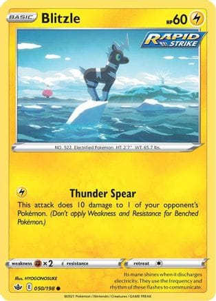 'Pokemon - 'Blitzle 050/198  SWSH06 Chilling Reign - Common
