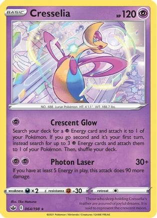 'Pokemon - 'Cresselia 064/198  - Holofoil SWSH06 Chilling Reign - Holo Rare