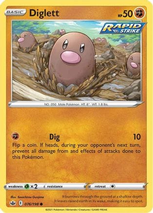 'Pokemon - 'Diglett 076/198  SWSH06 Chilling Reign - Common
