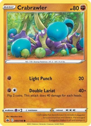 'Pokemon - 'Crabrawler 084/198  - Reverse Holofoil SWSH06 Chilling Reign - Common