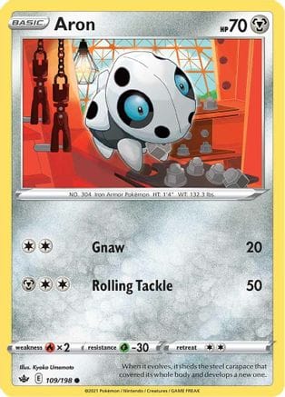 'Pokemon - 'Aron 109/198  - Reverse Holofoil SWSH06 Chilling Reign - Common