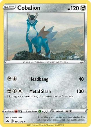 'Pokemon - 'Cobalion 114/198  - Reverse Holofoil SWSH06 Chilling Reign - Holo Rare