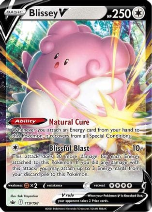 'Pokemon - 'Blissey V 119/198  - Holofoil SWSH06 Chilling Reign - Ultra Rare