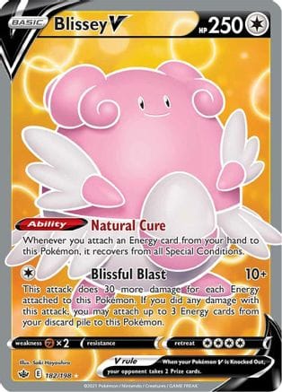 'Pokemon - 'Blissey V (Full Art) 182/198  - Holofoil SWSH06 Chilling Reign - Ultra Rare