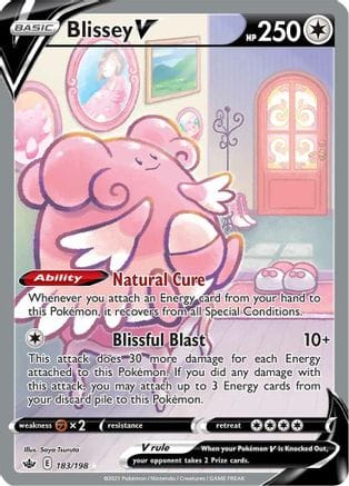 'Pokemon - 'Blissey V (Alternate Full Art) 183/198  - Holofoil SWSH06 Chilling Reign - Ultra Rare