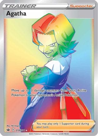 'Pokemon - 'Agatha (Secret) 210/198  - Holofoil SWSH06 Chilling Reign - Secret Rare