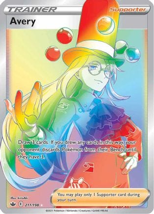 'Pokemon - 'Avery (Secret) 211/198  - Holofoil SWSH06 Chilling Reign - Secret Rare