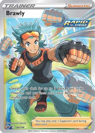 'Pokemon - 'Brawly (Full Art) 188/198  - Holofoil SWSH06 Chilling Reign - Ultra Rare