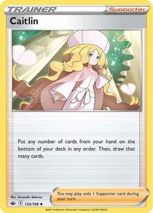'Pokemon - 'Caitlin 132/198  - Reverse Holofoil SWSH06 Chilling Reign - Uncommon