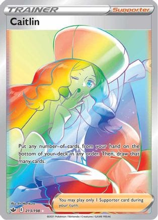 'Pokemon - 'Caitlin (Secret) 213/198  - Holofoil SWSH06 Chilling Reign - Secret Rare