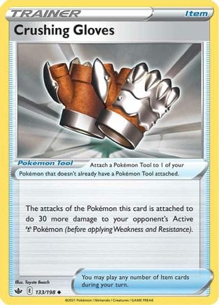 'Pokemon - 'Crushing Gloves 133/198  SWSH06 Chilling Reign - Uncommon