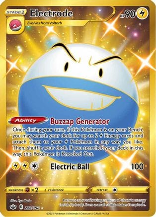 'Pokemon - 'Electrode (Secret) 222/198  - Holofoil SWSH06 Chilling Reign - Secret Rare
