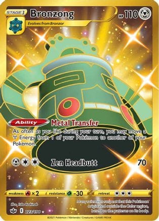 'Pokemon - 'Bronzong (Secret) 223/198  - Holofoil SWSH06 Chilling Reign - Secret Rare