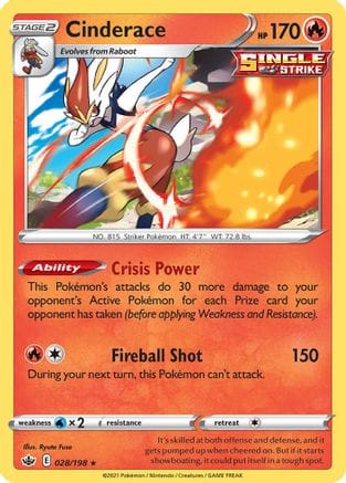'Pokemon - 'Cinderace 028/198  Deck Exclusives - Rare