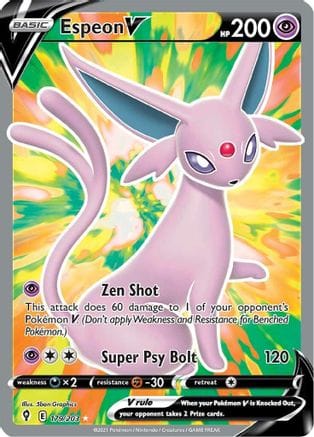 'Pokemon - 'Espeon V (Full Art) 179/203  - Holofoil SWSH07 Evolving Skies - Ultra Rare
