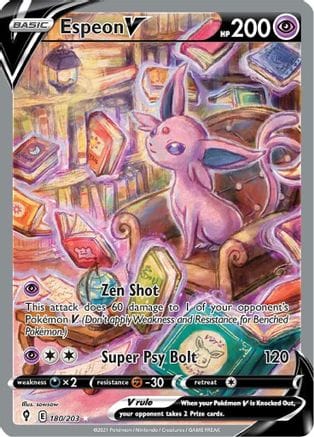 'Pokemon - 'Espeon V (Alternate Full Art) 180/203  - Holofoil SWSH07 Evolving Skies - Ultra Rare