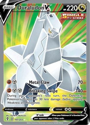 'Pokemon - 'Duraludon V (Full Art) 197/203  - Holofoil SWSH07 Evolving Skies - Ultra Rare