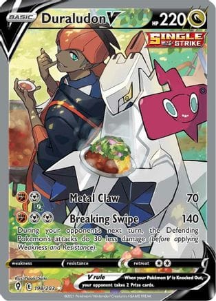 'Pokemon - 'Duraludon V (Alternate Full Art) 198/203  - Holofoil SWSH07 Evolving Skies - Ultra Rare