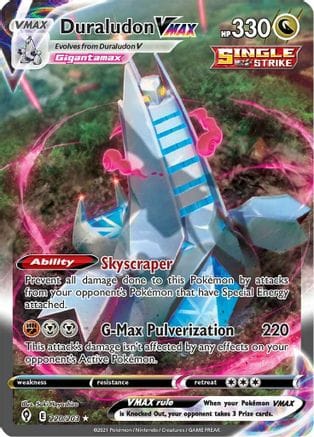'Pokemon - 'Duraludon VMAX (Alternate Art Secret) 220/203  - Holofoil SWSH07 Evolving Skies - Secret Rare