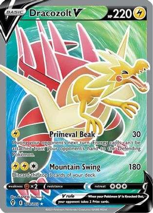 'Pokemon - 'Dracozolt V (Full Art) 178/203  - Holofoil SWSH07 Evolving Skies - Ultra Rare