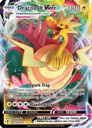 'Pokemon - 'Dracozolt VMAX 059/203  - Holofoil SWSH07 Evolving Skies - Ultra Rare