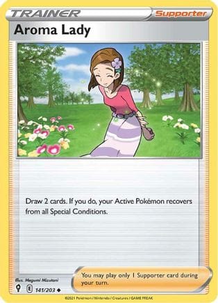 'Pokemon - 'Aroma Lady 141/203  - Reverse Holofoil SWSH07 Evolving Skies - Uncommon