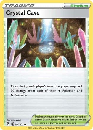 'Pokemon - 'Crystal Cave 144/203  - Reverse Holofoil SWSH07 Evolving Skies - Uncommon