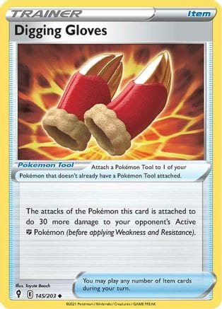 'Pokemon - 'Digging Gloves 145/203  SWSH07 Evolving Skies - Uncommon
