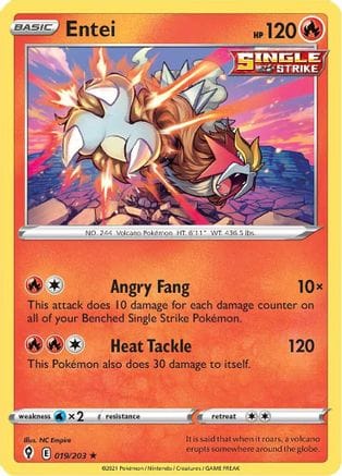'Pokemon - 'Entei 019/203  - Holofoil SWSH07 Evolving Skies - Holo Rare