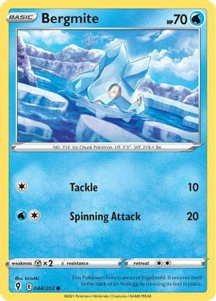'Pokemon - 'Bergmite 044/203  - Reverse Holofoil SWSH07 Evolving Skies - Common