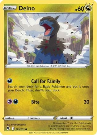 'Pokemon - 'Deino 113/203  SWSH07 Evolving Skies - Common