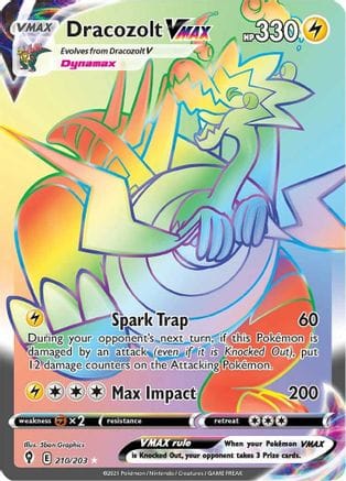 'Pokemon - 'Dracozolt VMAX (Secret) 210/203  - Holofoil SWSH07 Evolving Skies - Secret Rare