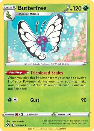 'Pokemon - 'Butterfree 003/264  - Reverse Holofoil SWSH08 Fusion Strike - Holo Rare