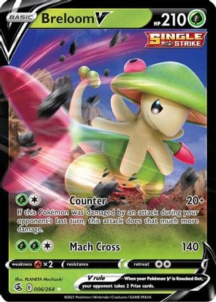 'Pokemon - 'Breloom V 006/264  - Holofoil SWSH08 Fusion Strike - Ultra Rare
