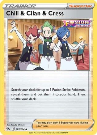 'Pokemon - 'Chili & Cilan & Cress 227/264  SWSH08 Fusion Strike - Uncommon